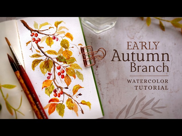 Simple Watercolor Autumn Branch | Loose Foliage Technique