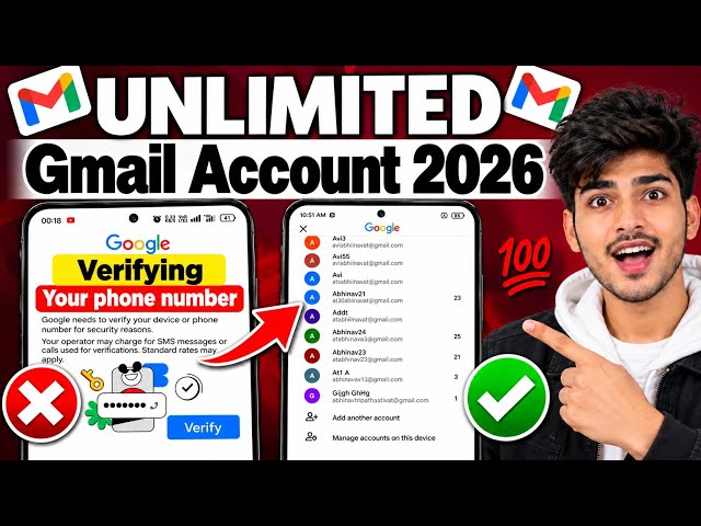 Unlimited Gmail Account Without Phone Verification | how to create unlimited gmail account 2026