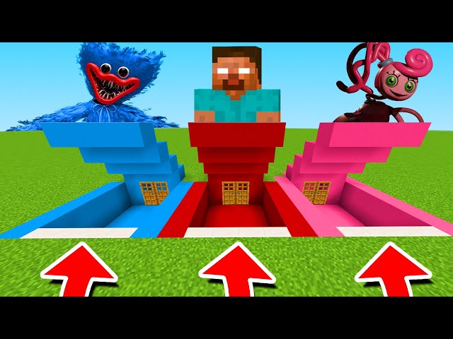 Minecraft PE : DO NOT CHOOSE THE WRONG SECRET BASE! (Mommy Long Legs, Herobrine & Huggy Wuggy)