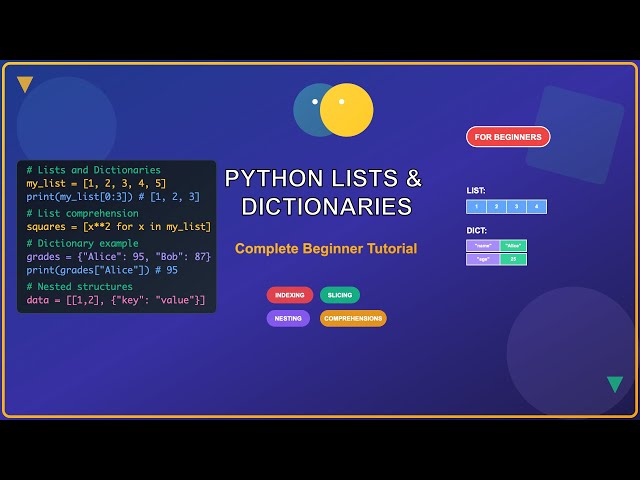 Python Lists and Dictionaries Tutorial for Beginners: Indexing, Slicing, Nesting, and Comprehensions