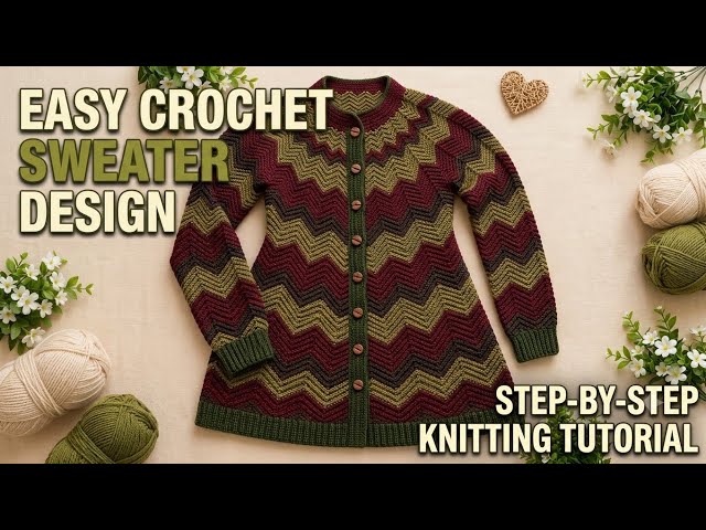 LIVE: part 2 Easy & Elegant Crochet Sweater Design Tutorial Step-By-Step! 🧶✨