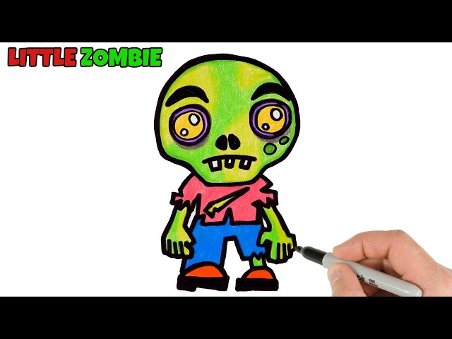 How to Draw Little Zombie | Halloween Drawings