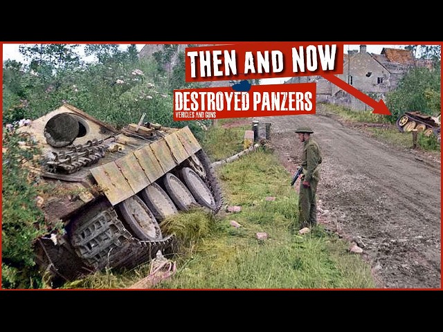 Amazing rare footage of Destroyed Wrecks and  Panzer Then and Now