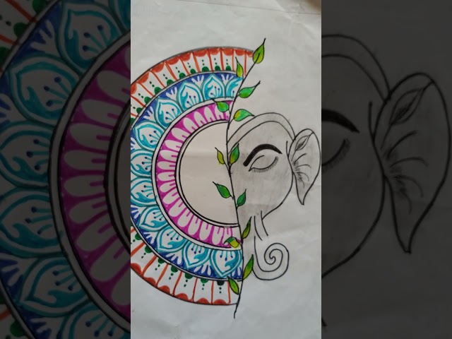 Draw Ganapati bappa with Mandala Art #drawing #art #ganapati #mandala