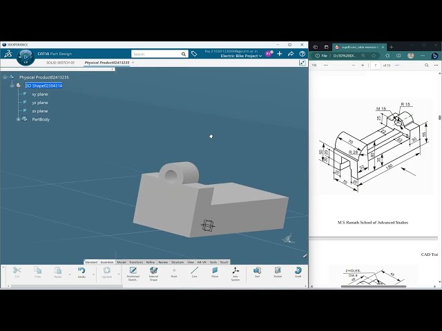 Engineering Drawing to 3D Model | CATIA Part Design Tutorial | CAD Practice 06