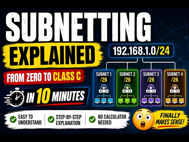 Subnetting Explained in 10 Minutes | Class C Subnetting Step by Step