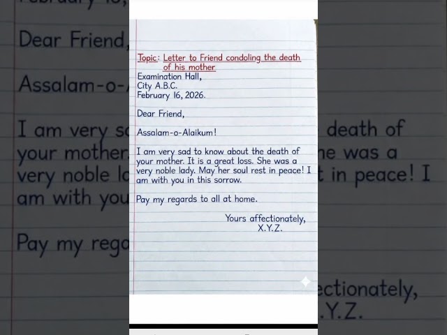letter to friend condling the death of his mother #letterwriting #shorts #shortvideo