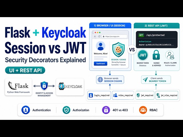 Secure Flask UI & REST APIs with Keycloak: Session vs JWT Bearer Token Decorators Explained