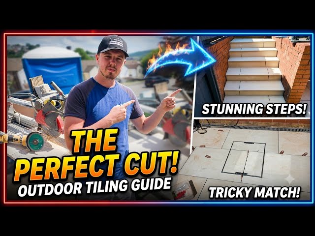 How to cut porcelain patio tiles steps and recessed manhole