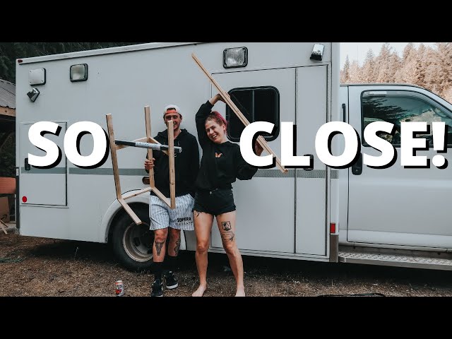 CONVERTING AN AMBULANCE TO LIVE THE VAN LIFE (vlog) + Getting SO close! Kitchen Tiles + DIY Benches