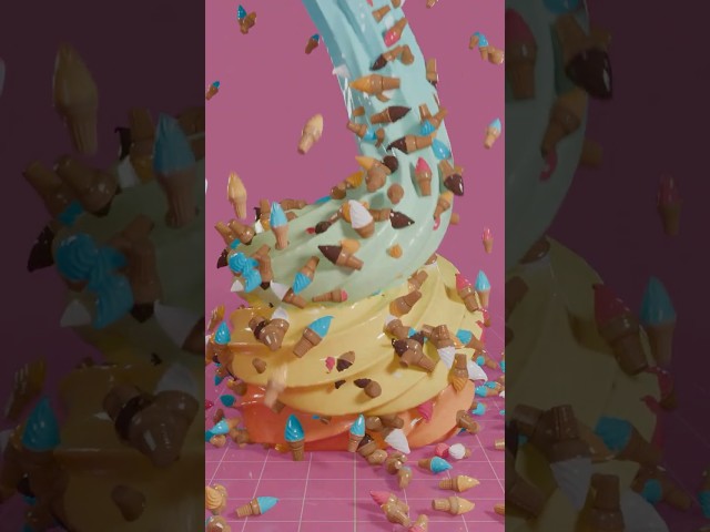 Roblox 100 Ice Creams, Tacos & Cyan Slime – Realistic 3D Physics in Blender! #roblox  #robloxshorts