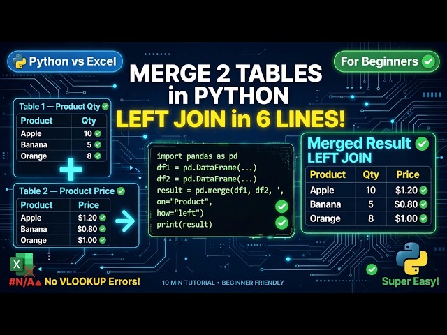 Only 6 lines of code to merge table in python? LEFT JOIN Secret in Python!