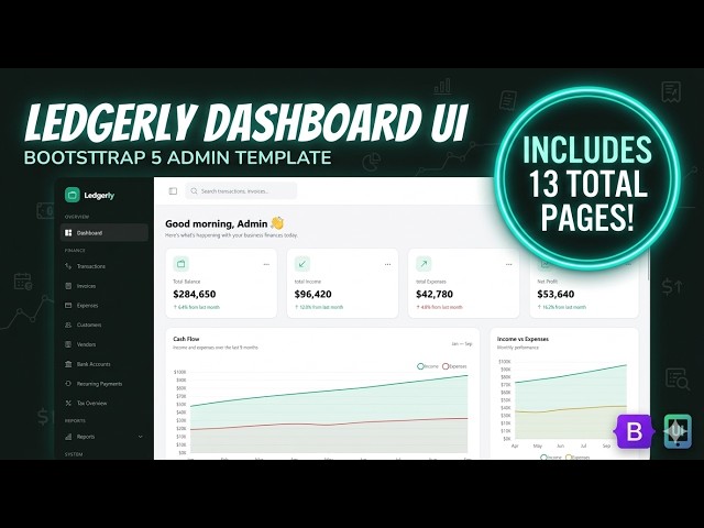 Ledgerly – Modern Finance & Accounting Dashboard UI | Bootstrap 5 Admin Template