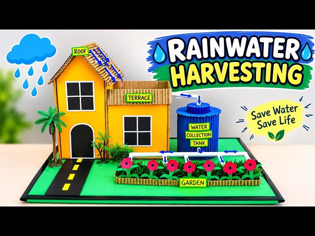 Easy 3D Rainwater Harvesting Model: Step-by-Step Science Project | How to Make Rainwater Harvesting