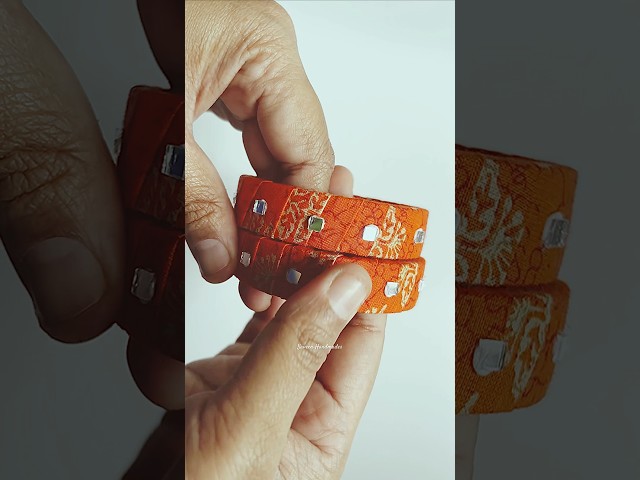Made these fabric bangles more elegant with mirrors #fabricbangles #fabricjewellery #ytshorts