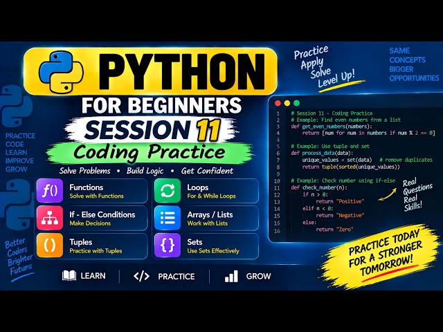 Python session - 11 | Good Coding Questions | Functions, Loops, Lists, Tuples & Sets