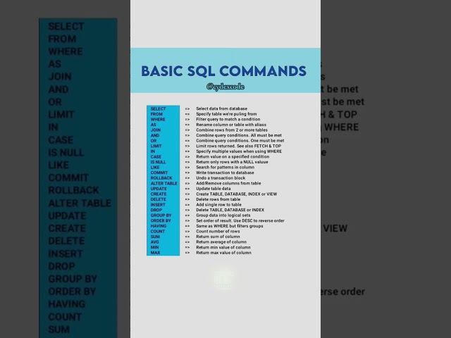 Basic SQL Commands   #sql #sqlserver #basic #sqlbasics