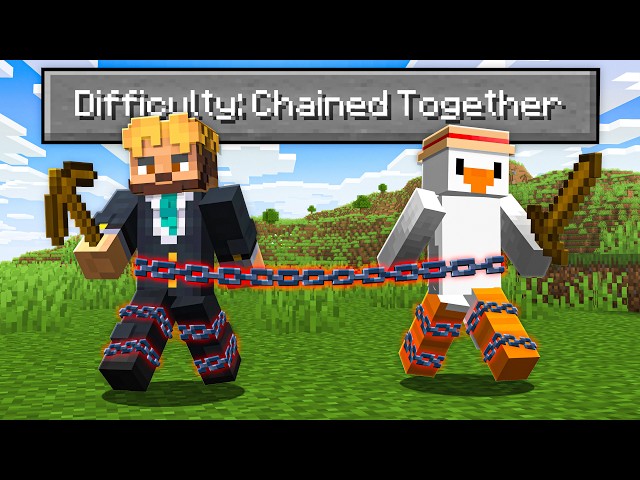 Beating Minecraft, But We're Chained Together (LIVE)