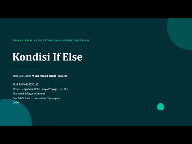 Kondisi If Else Algoritma dan Pemrograman