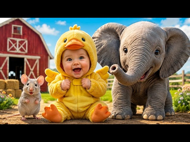 Baby Learns Big & Small with Cute Baby Animals! 🐘🐥 | Animal Sounds! Educational Video for Kids 