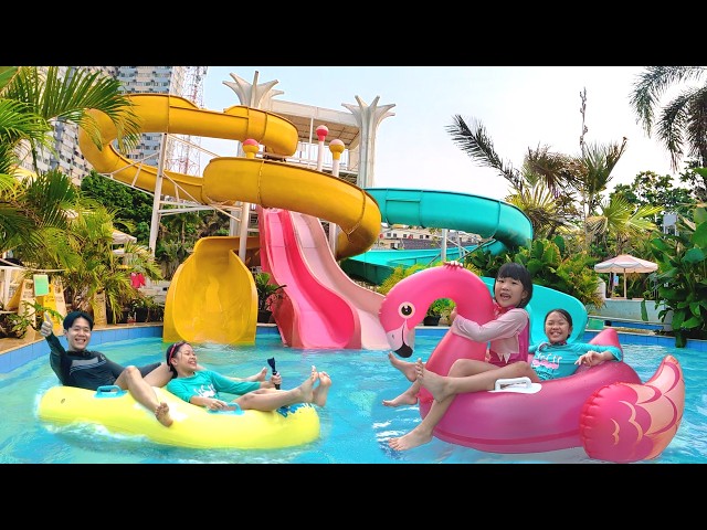 Playing with Water Balloon Slides, Swimming Races, and Water Slides at Tropikana Waterpark