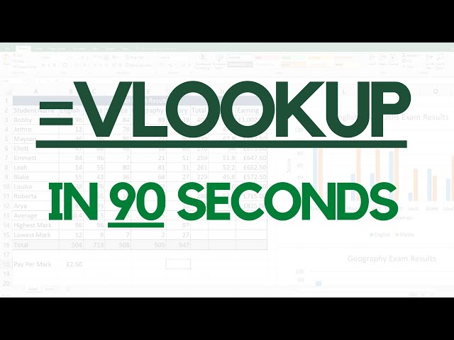 VLOOKUP in 90 seconds IGCSE, GCSE ICT Excel Formula Tutorial 0417, 0983, 4IT1