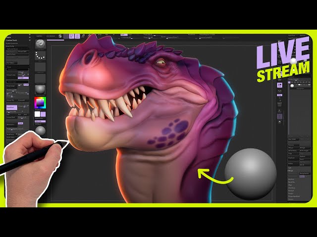 Stylized Dinosaur | Live Stream | Sculpting Creature in ZBrush