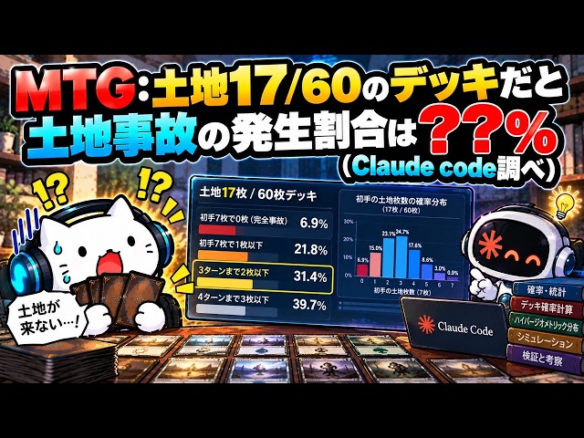MTG：土地17/60のデッキだと土地事故の発生割合は？？％（Claude code調べ）
