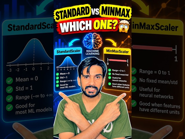 StandardScaler vs MinMaxScaler — WHICH ONE? 😱 #datascience #machinelearning #youtubeshorts #shorts