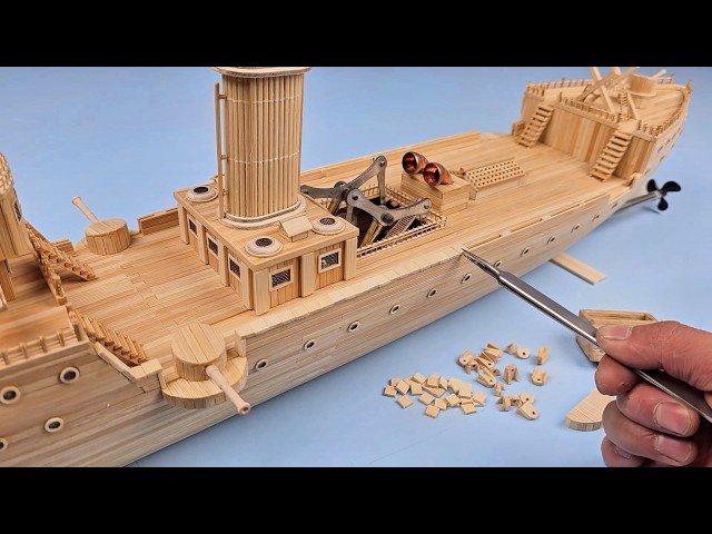 Building a Ship Model of the Chinese Cruiser Zhiyuan with Bamboo Sticks in 100 Days【tianliang】