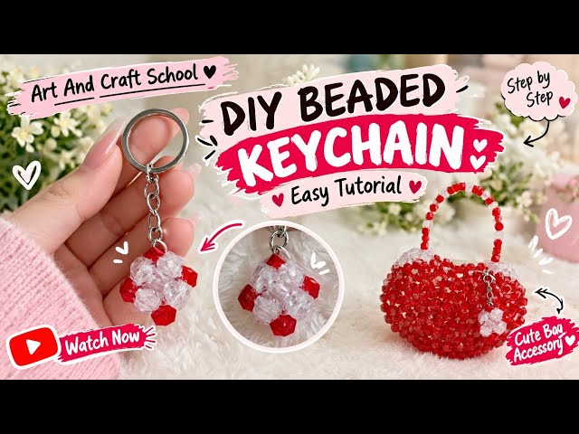 DIY Beaded Keychain Tutorial ❤️ | Easy Flower Beaded Keychain Making | Art And Craft School