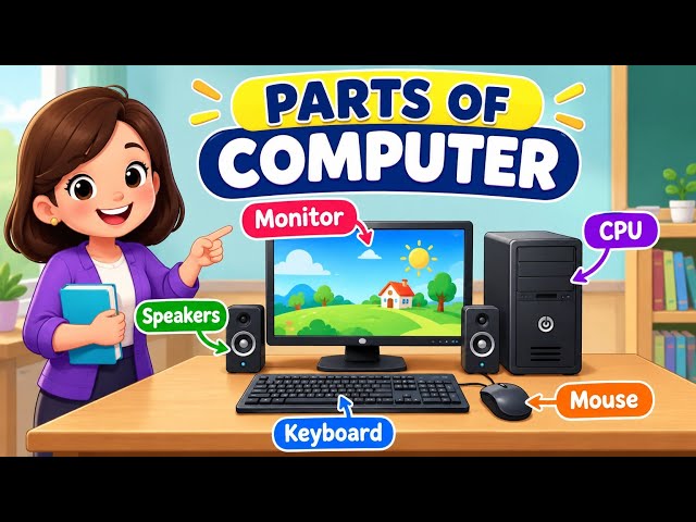 Parts of a Computer for Class 1 💻 | Learn All Computer Parts Easily | Computer Basics for Kids