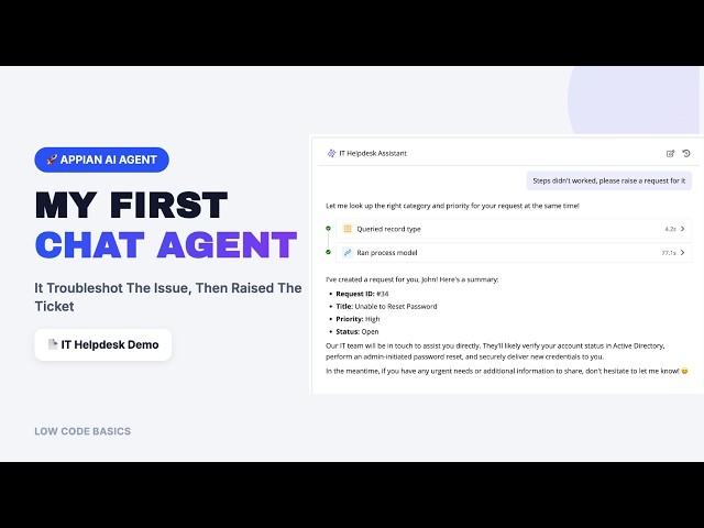 How to Build a Chat Agent in Appian (Real IT Helpdesk Example) | Appian Chat Agent