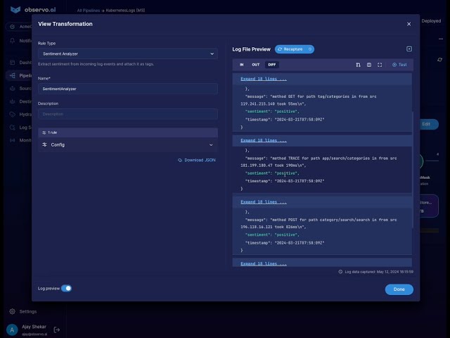 Observo AI Sentiment Analysis