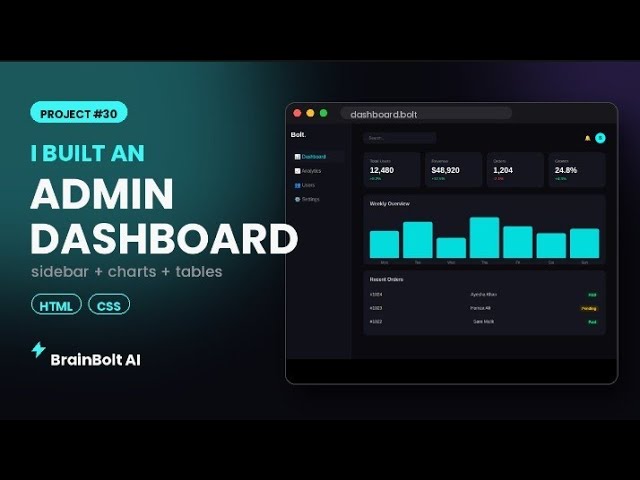 I Built a Full Admin Dashboard From Scratch (HTML + CSS Only).