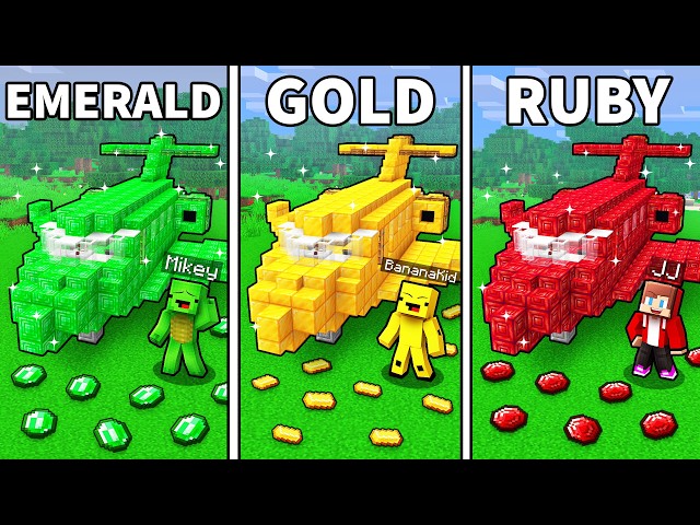 Mikey vs JJ vs Banana Kid TREASURE AIRPLANE CHALLENGE - Minecraft
