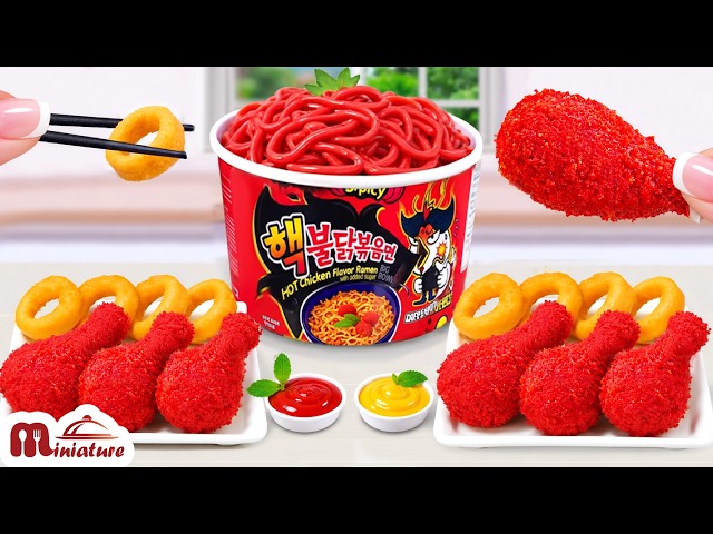 Best Of Korean Food 🍗🔥 How To Make Fried Chicken & Spicy Buldak Noodles | Miniature Cooking