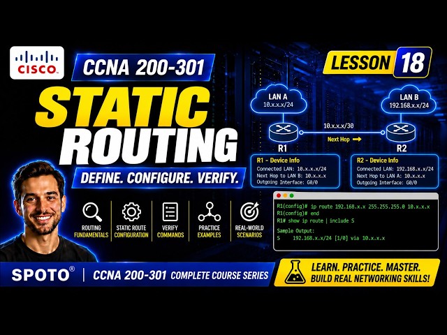 CCNA 200-301 Tutorial #18 - Static Routing Explained | How to Configure Static Routes