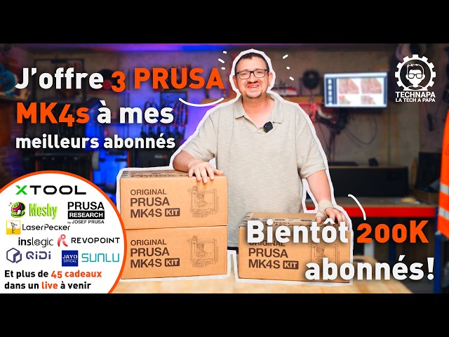 Almost 200K subscribers: 3 Prusa MK4S for my most loyal followers + over 45 prizes during the liv...