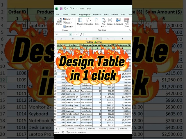Design table in one click #shorts #excel