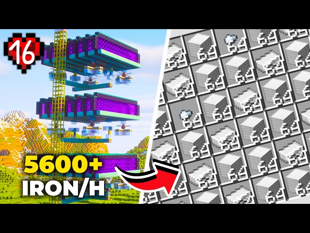 I Built THE Most EFFICIENT Iron Farm in Hardcore Minecraft!