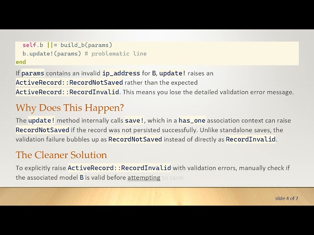 Handling Validation Errors for has_one Associations in Rails: Getting ActiveRecord::RecordInvalid I
