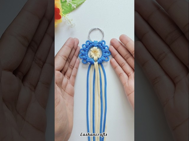 Diy Cute Keychain 💙✨ #diy #macrame #flower #trending #shorts #ytshorts #reels