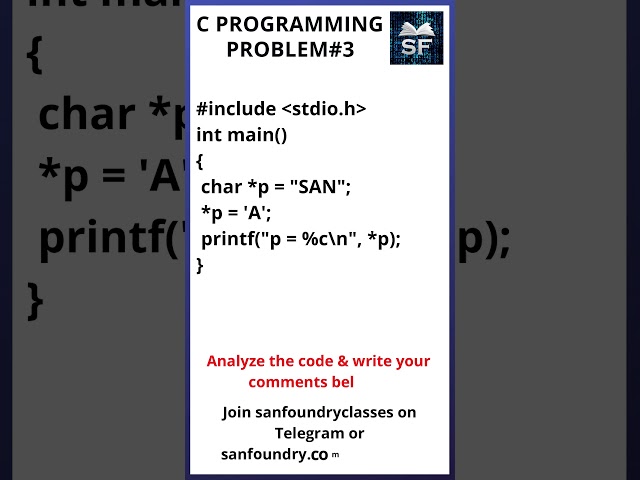 C Language Problem 3 | Sanfoundry | #Shorts