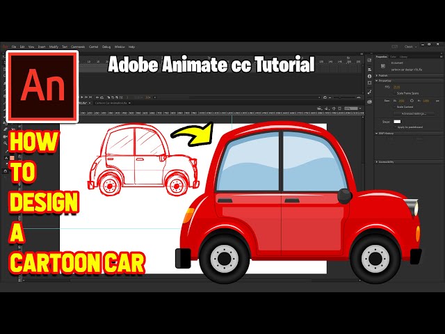 Design a Cartoon Car in Adobe Animate CC | Adobe Animate CC Tutorial | Vector Car Design | Part-01