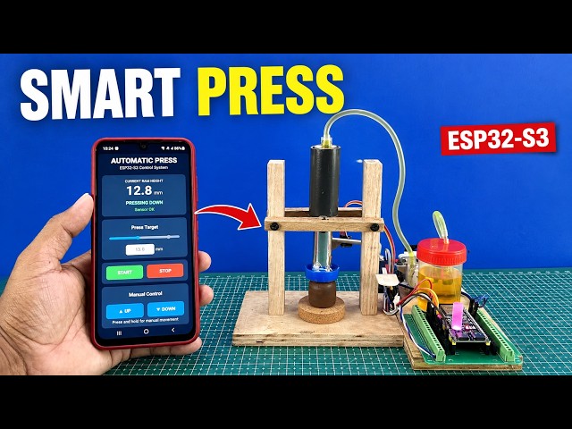 DIY Automatic Hydraulic Mini Press Machine Using ESP32-S3 | Web Controlled