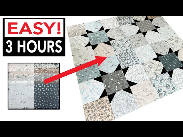 How to Make a Star Quilt in Just 3 Hours! (Easy Layer Cake Pattern) LC 48