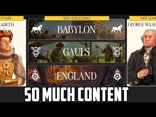 Elizabeth (F Tier), Washington (A Tier), Gauls (S Tier), Babylon (? Tier), England (A Tier)