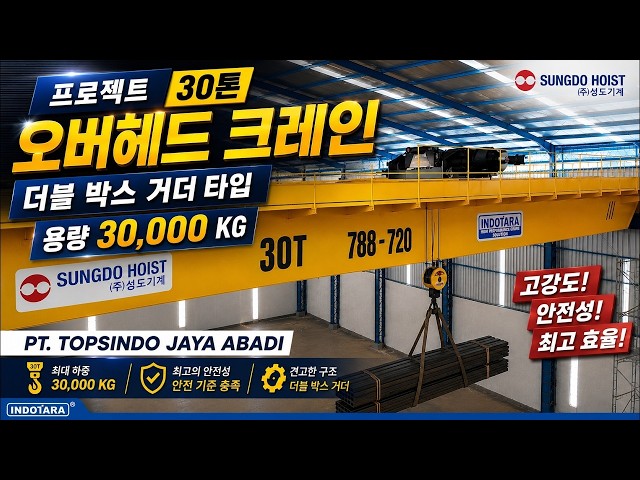중량물 작업의 새로운 기준: TOPSINDO JAYA ABADI를 위한 SUNGDO 30톤 더블 거더 오버헤드 크레인