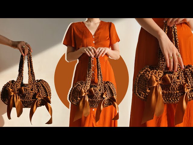 crochet ribbon bag tutorial (beginner friendly shoulder bag 🎀)